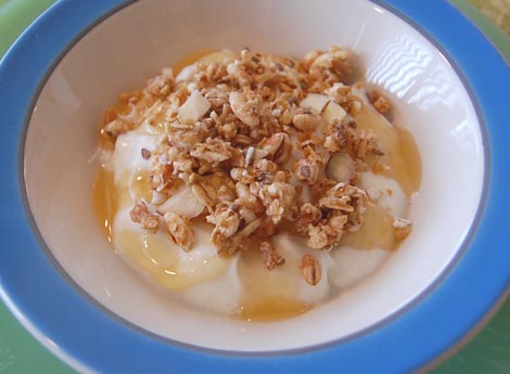 homemade yogurt, honey and granola