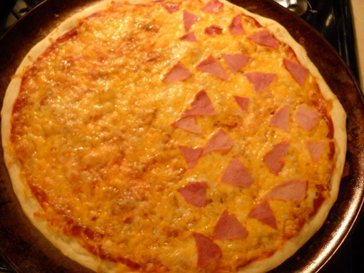Canadian bacon pizza at Happy Simple Living