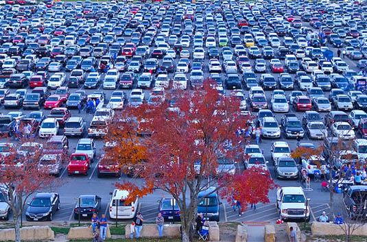 crowded parking lot