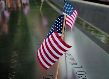 Flags at the 9/11 memorial