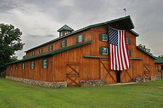 American flag on a barn