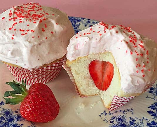 Strawberry filled cupcake