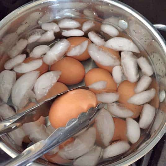 Chill hard boiled eggs