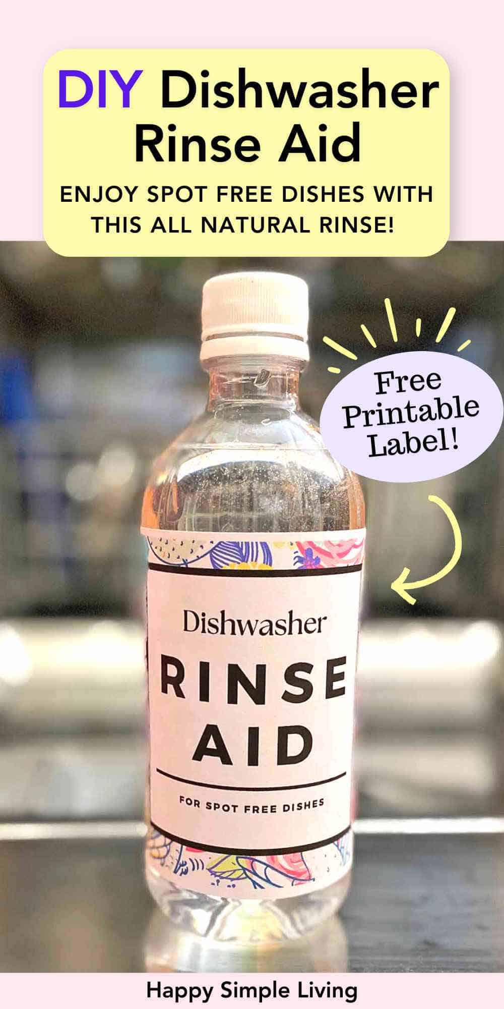 A bottle of homemade dishwasher rinse aid.
