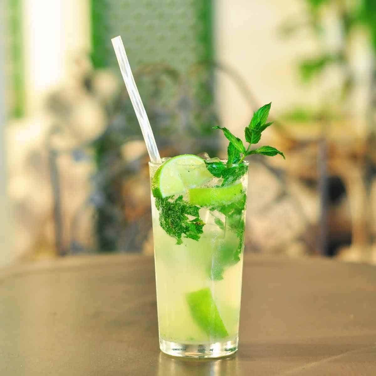 Mojito cocktail with fresh mint and lime.