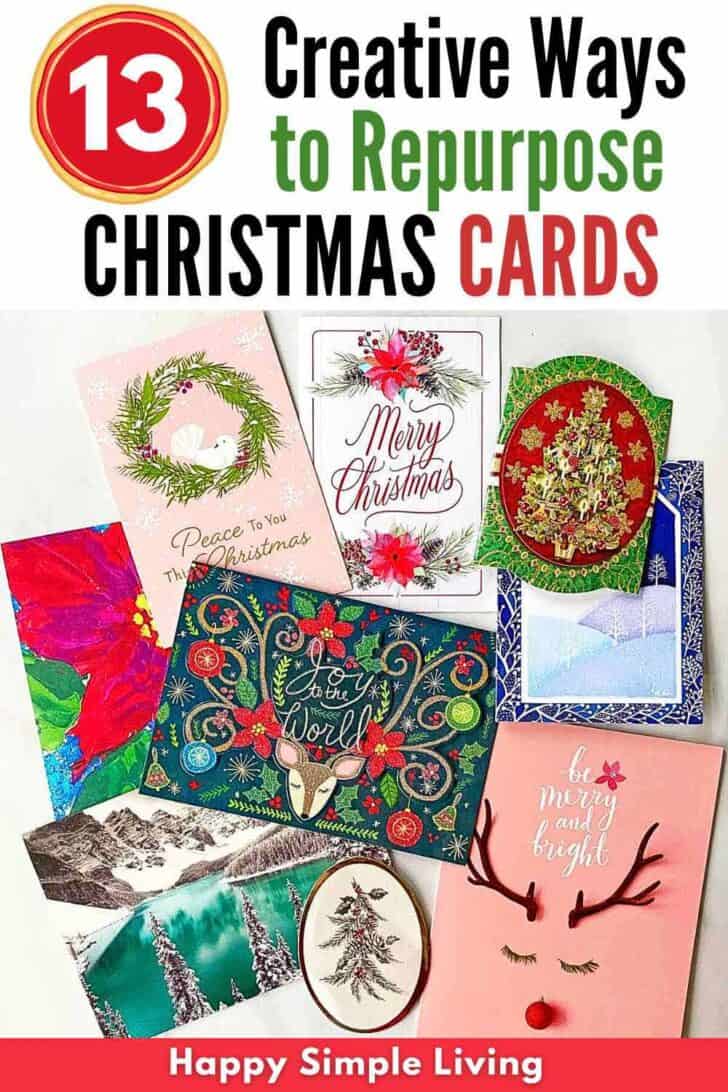 Used Christmas cards ready to be repurposed.