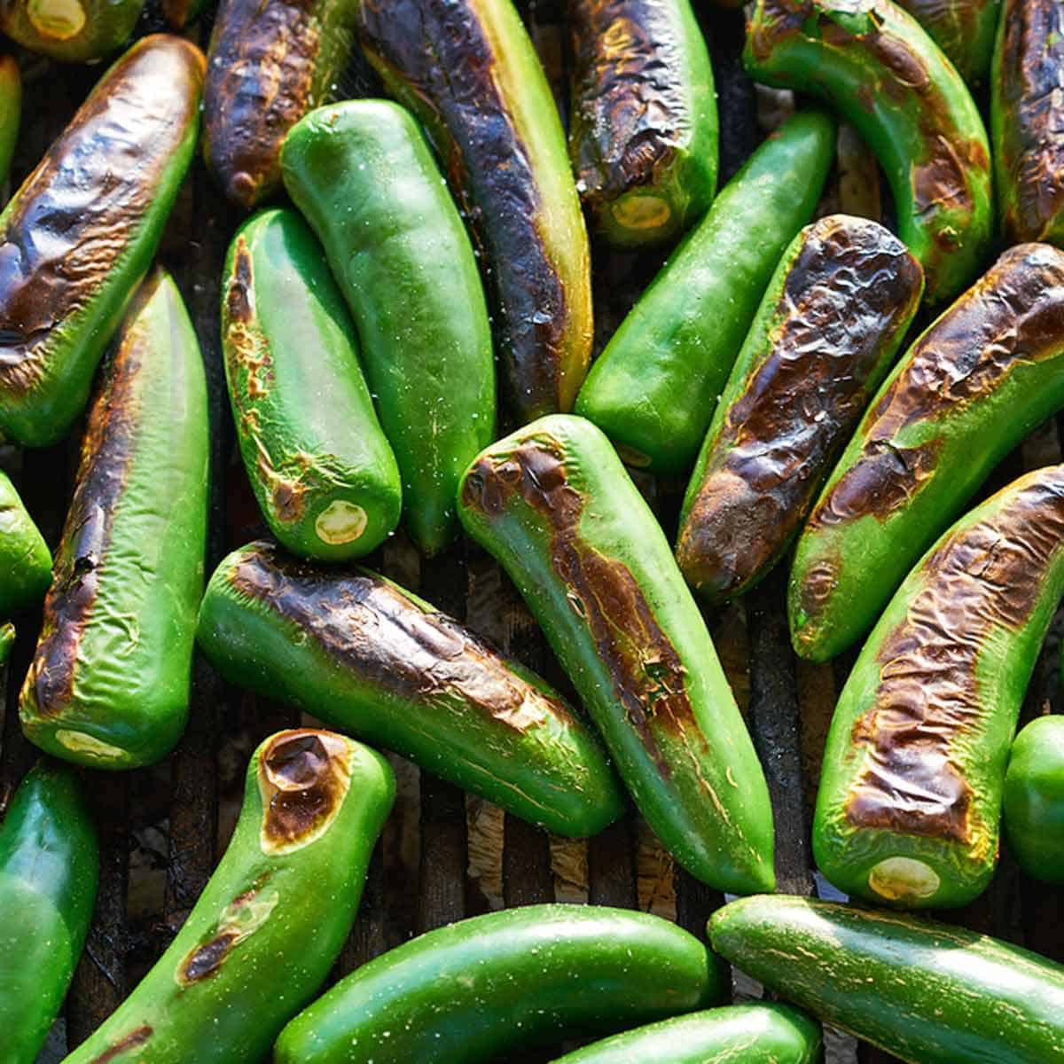Fire roasted green chile peppers.