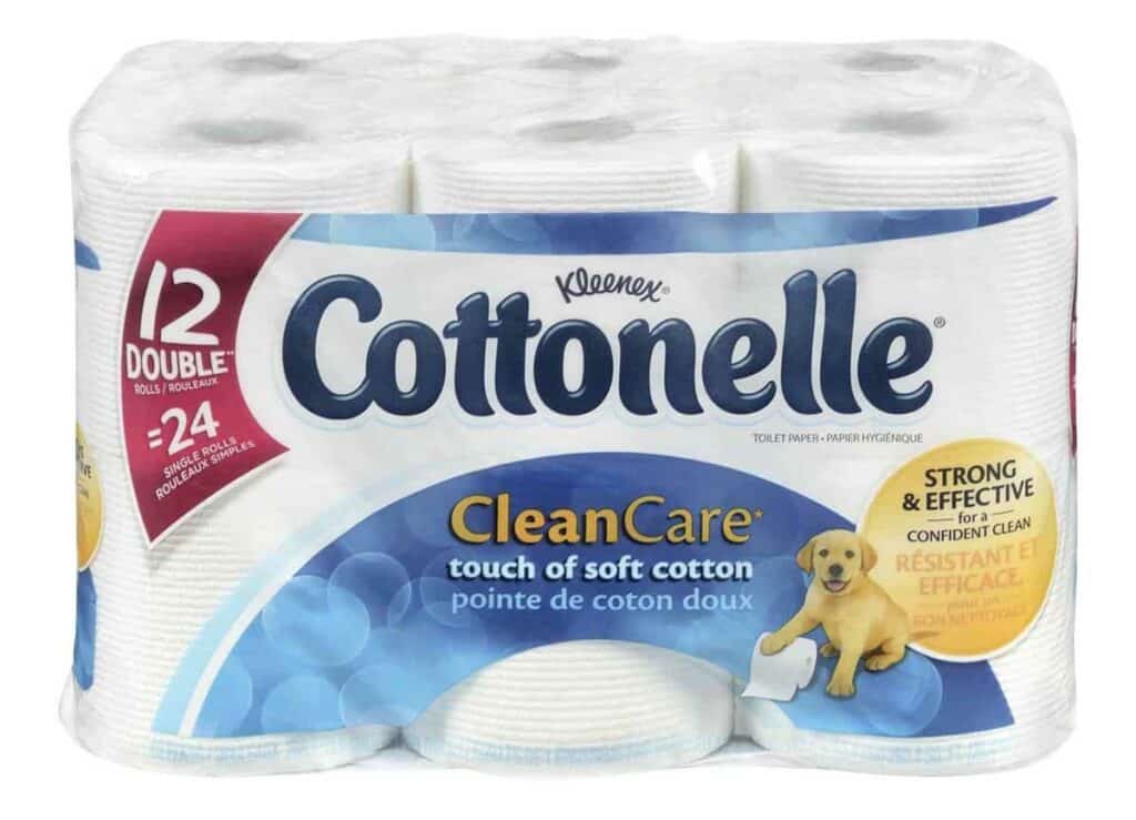 A 12 pack of Cottonelle toilet paper.