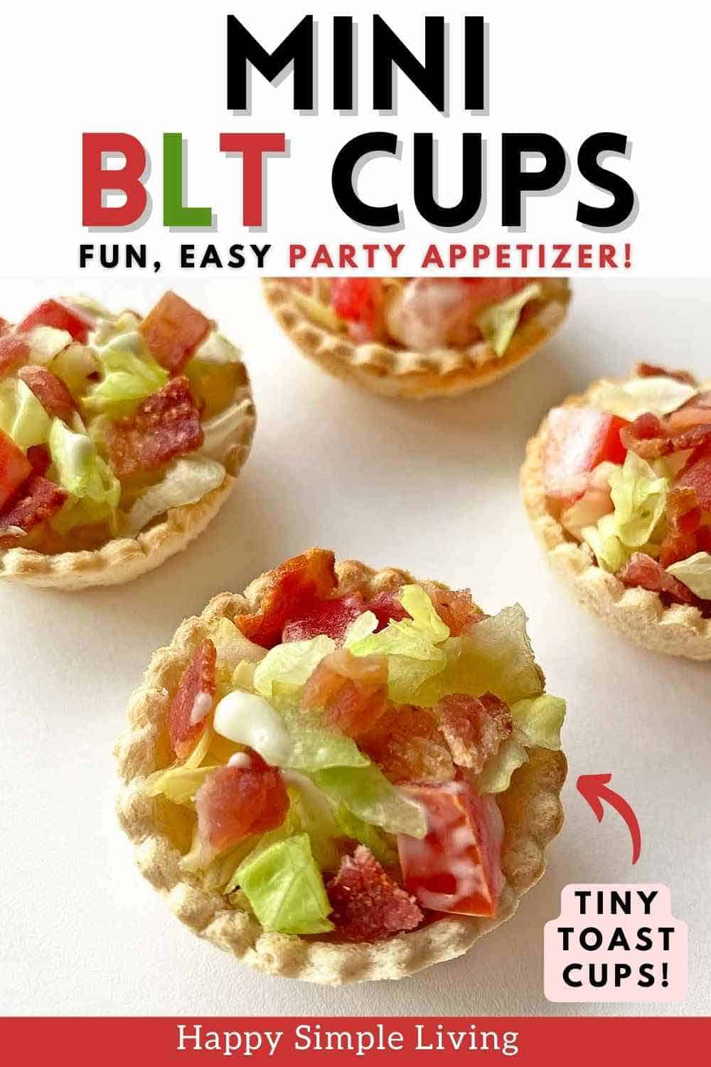 Four mini BLT cups on a white background.