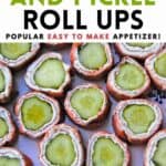 A plate of pastrami pickle roll ups appetizers.