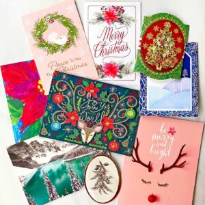 Nine Christmas cards ready to be repurposed.