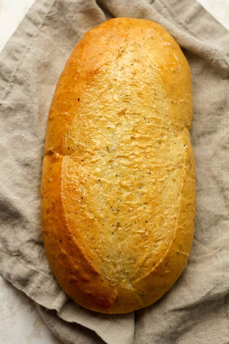 A loaf of italian herb bread.