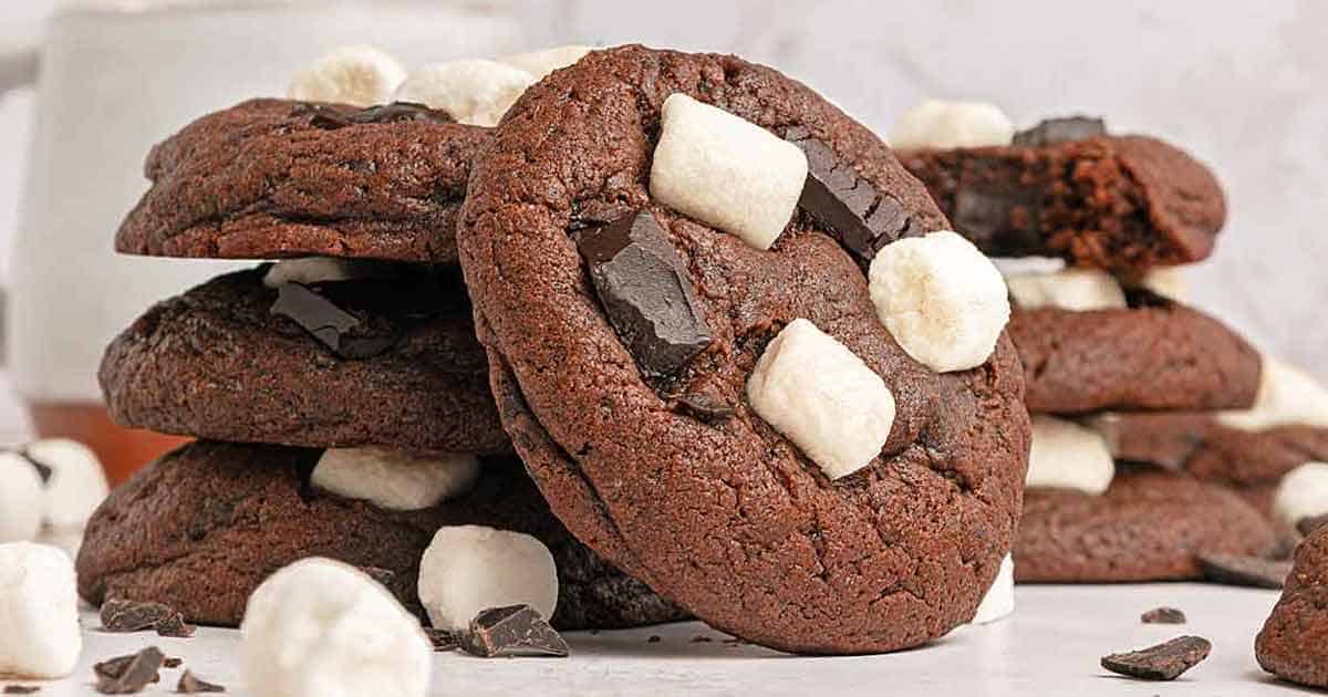 Hot Chocolate Cookies with Marshmallows