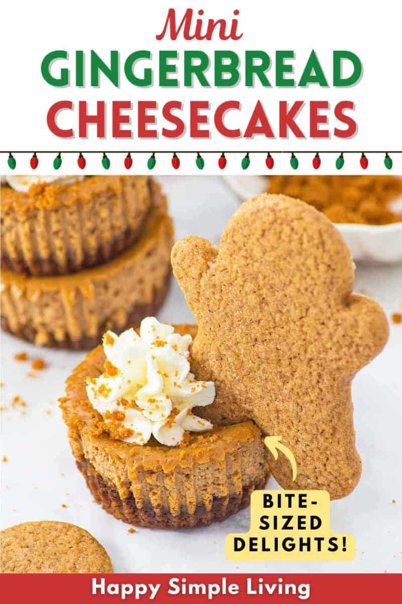 Three mini gingerbread cheesecakes on a white background.