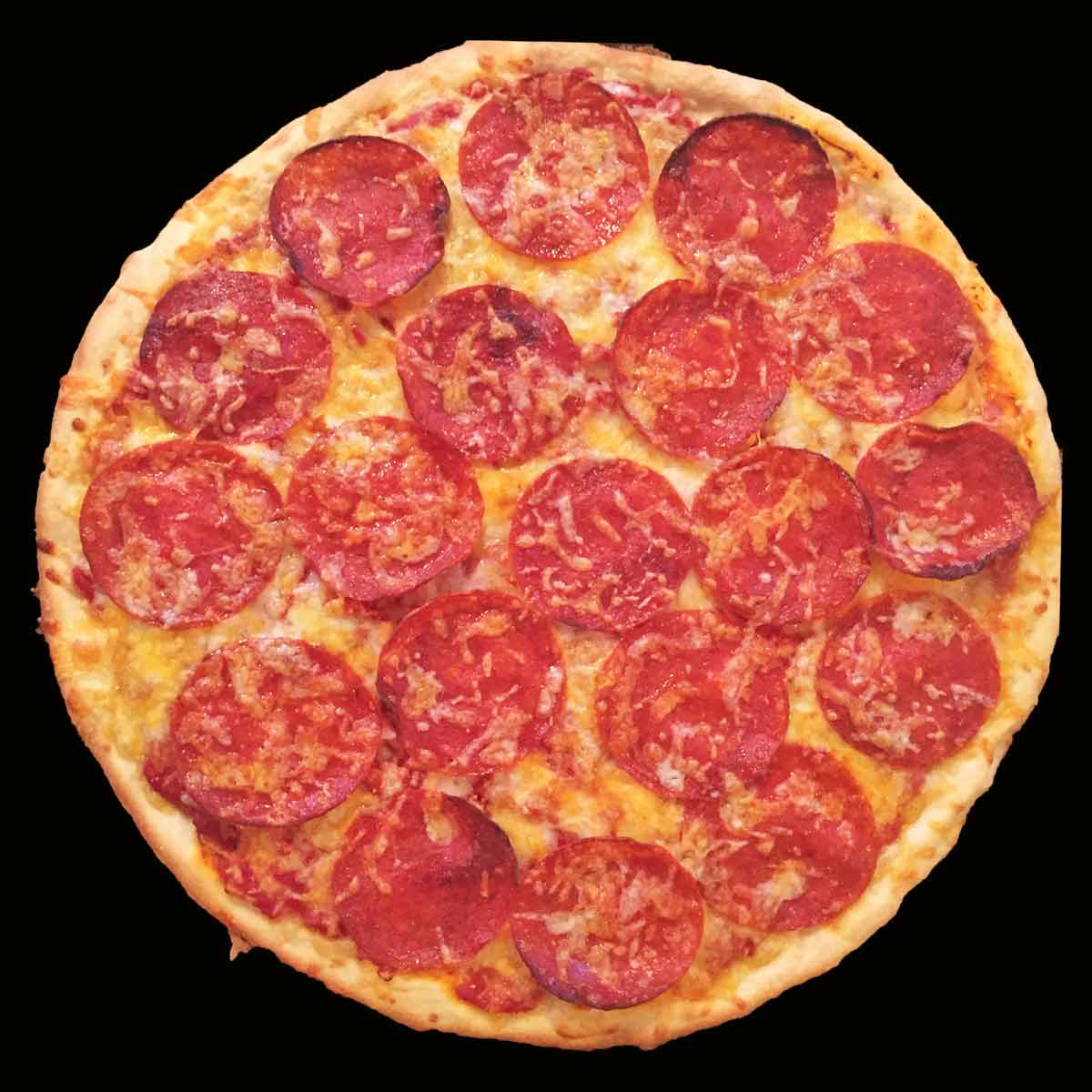 New York style pizza with pepperoni and cheese.